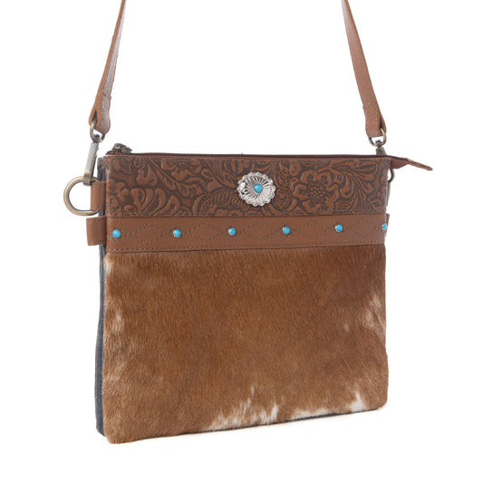 Myra Thunderpeak Concho Hairon Leather Bag in Fawn Sand