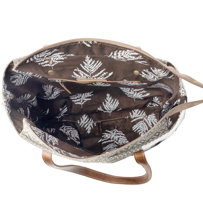 Myra Splithide Western Tote Bag for Women in olive with hairon detail