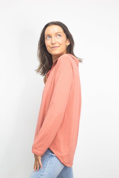 Gemma V-Neck Top, Dark Pink
