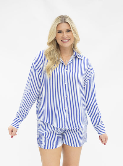 Kathryn Classic Button-Up, Blue Stripe