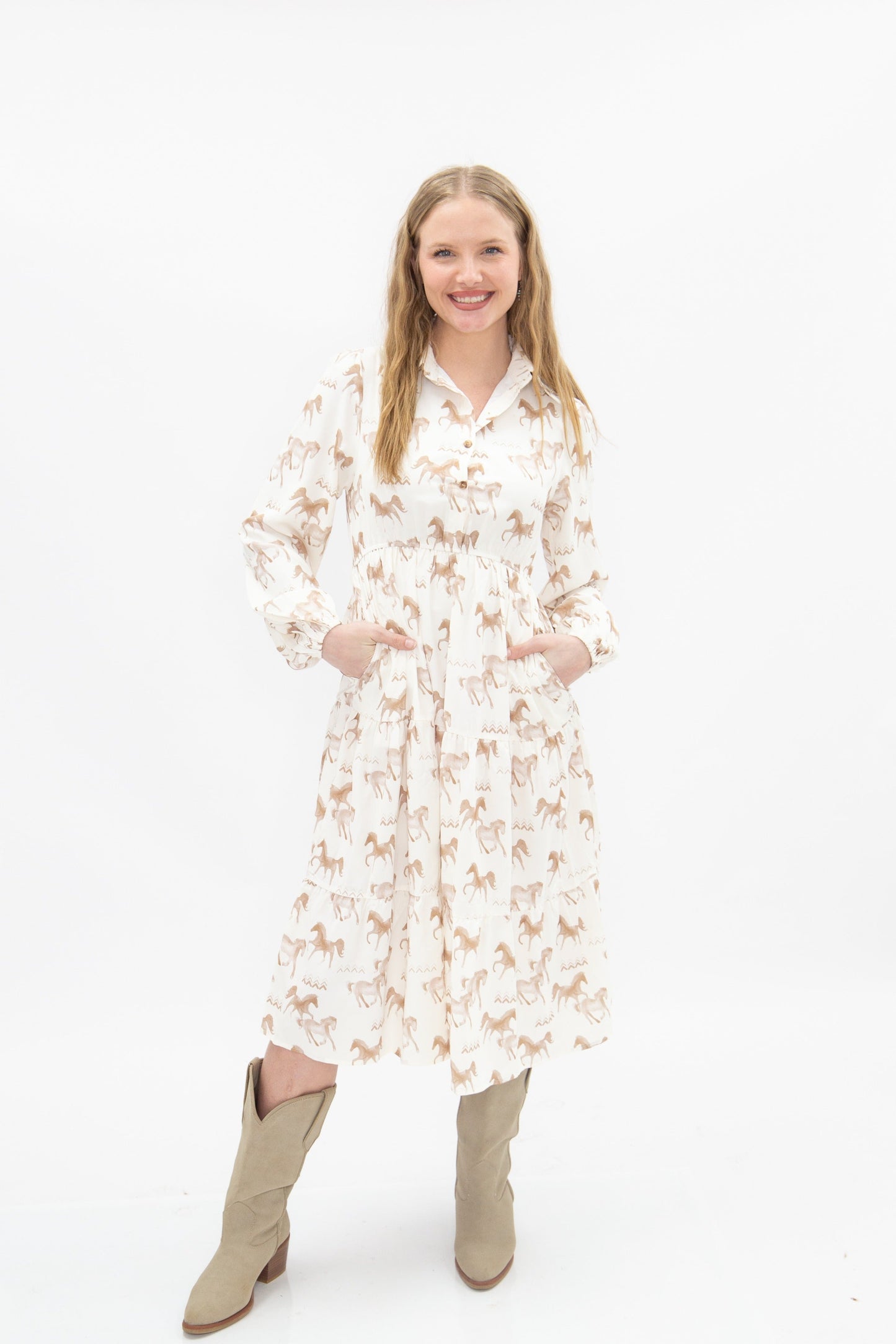 Horse Print Shirt Dress