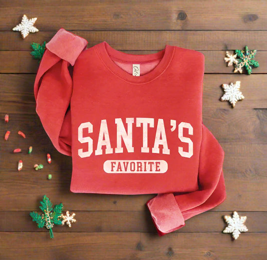 SANTA'S FAVORITE Full Size Christmas Graphic Sweatshirt