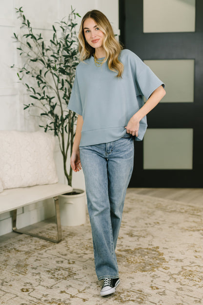 Sense of Clarity Boxy Top in Blue Grey