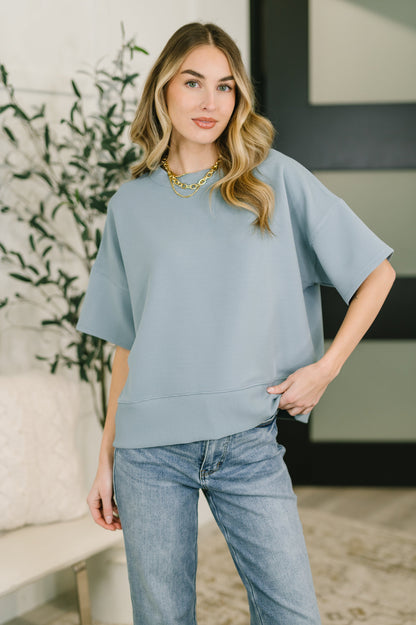Sense of Clarity Boxy Top in Blue Grey