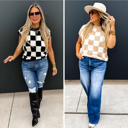 PREORDER: Sidni Checkered Sweater in Two Colors