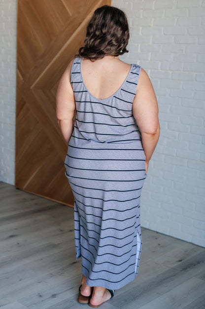 Still Got It Sleeveless Maxi In Striped Gray