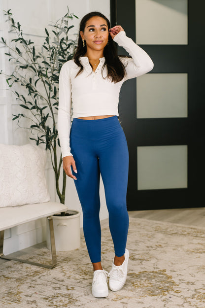 Sunday Splits High Waisted Leggings in Light Navy