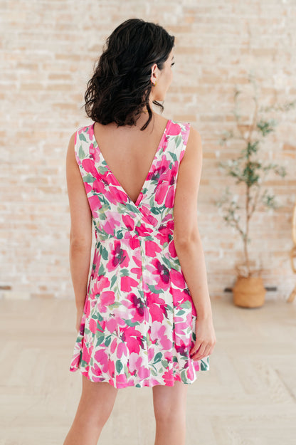 White Birch Floral V-Neck Dress