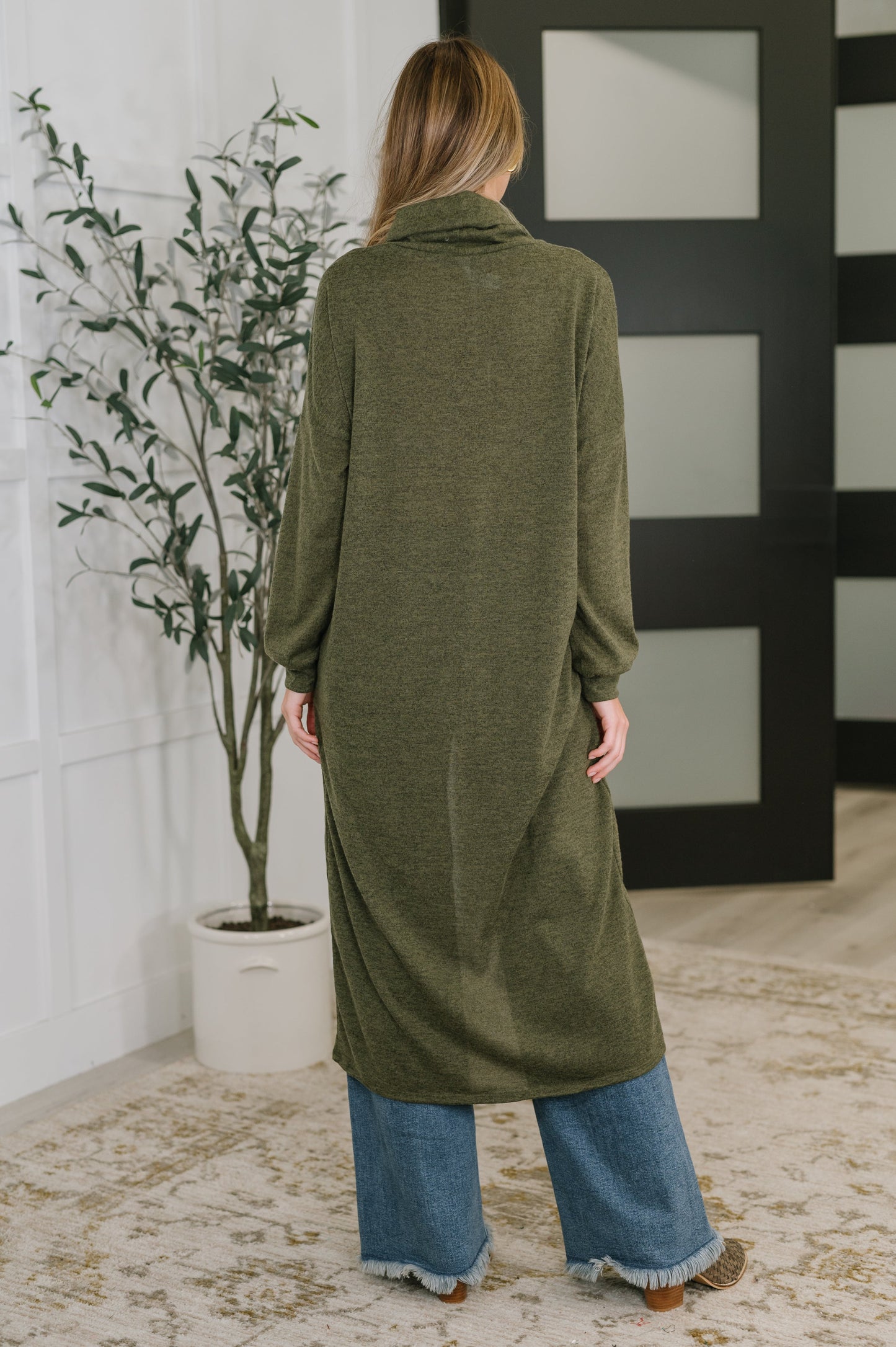 Travel City Scape Turtle Neck Tunic in Olive
