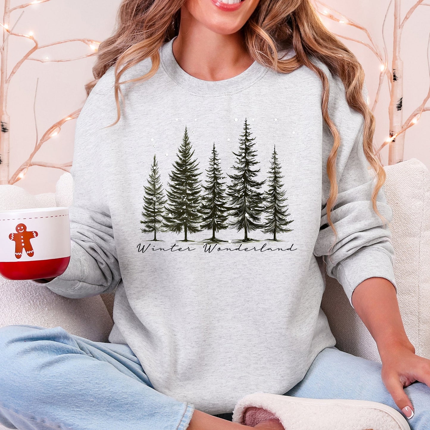 Winter Wonderland Christmas Trees Snow Scene With Pine Forest And Cozy Holiday Charm Sweatshirt