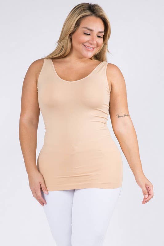 Reversible V or U Neckline Seamless Tank Plus Size