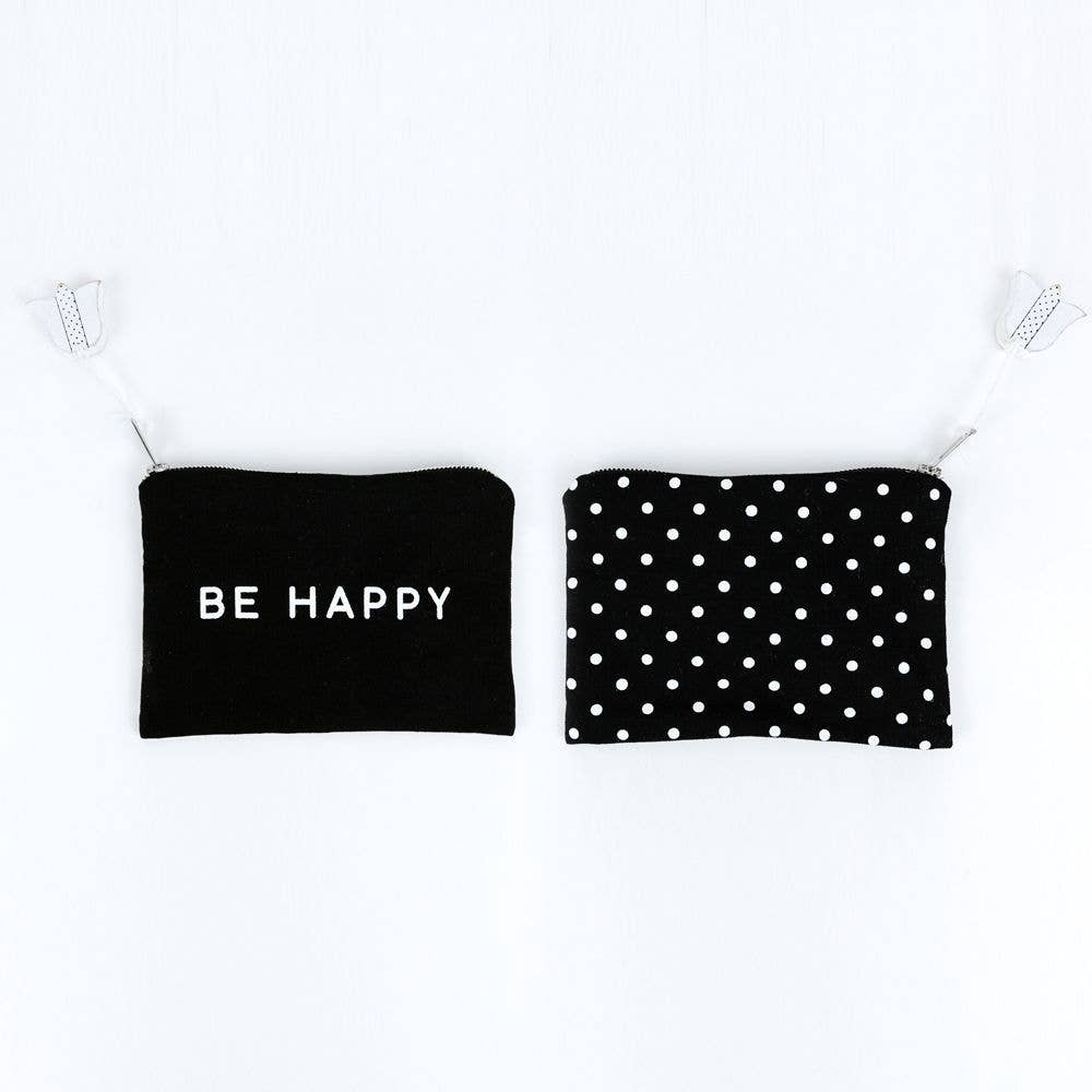 Canvas Cosmetic Bag Clutch - Be Happy