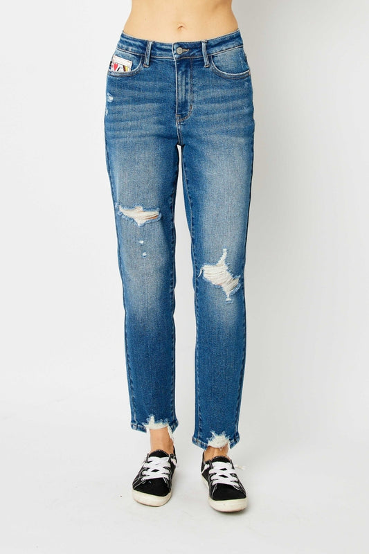 Judy Blue Full Size Distressed Slim Jeans