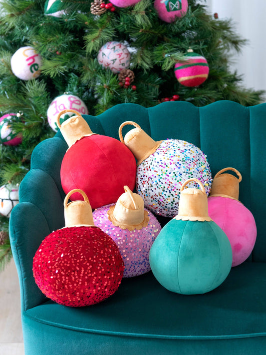 Merry Bauble Ornament Christmas Pillows - Small - Multiple Colors