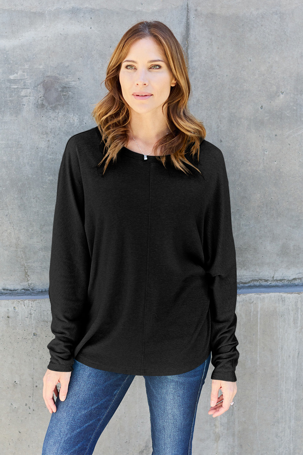Double Take Full Size Round Neck Long Sleeve T-Shirt - Multiple Colors