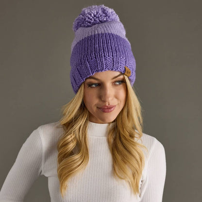 Lavender & Purple Color Block Pom Hat