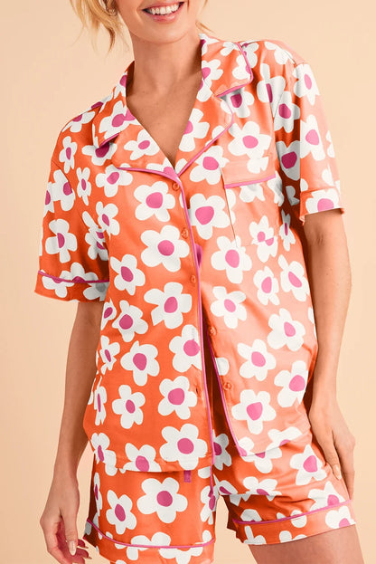Floral Button Down Pajama Set in Four Colors