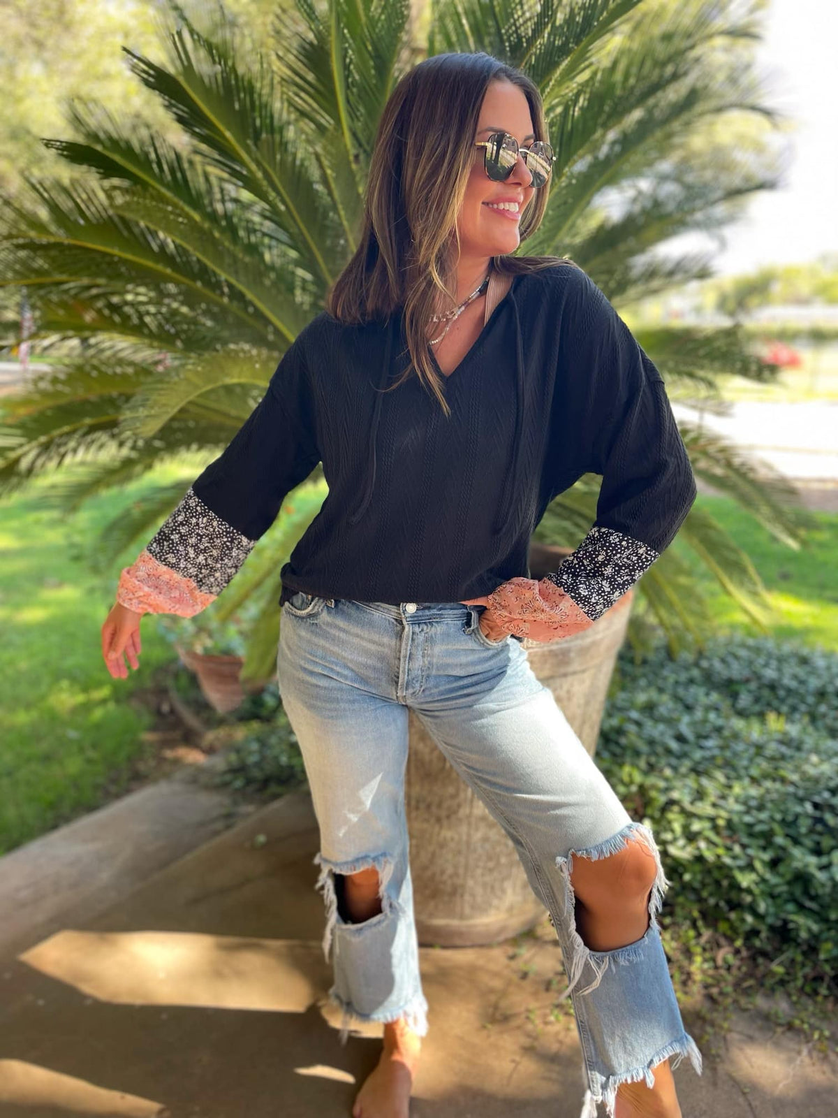 Textured Floral Blouse in Three Colors