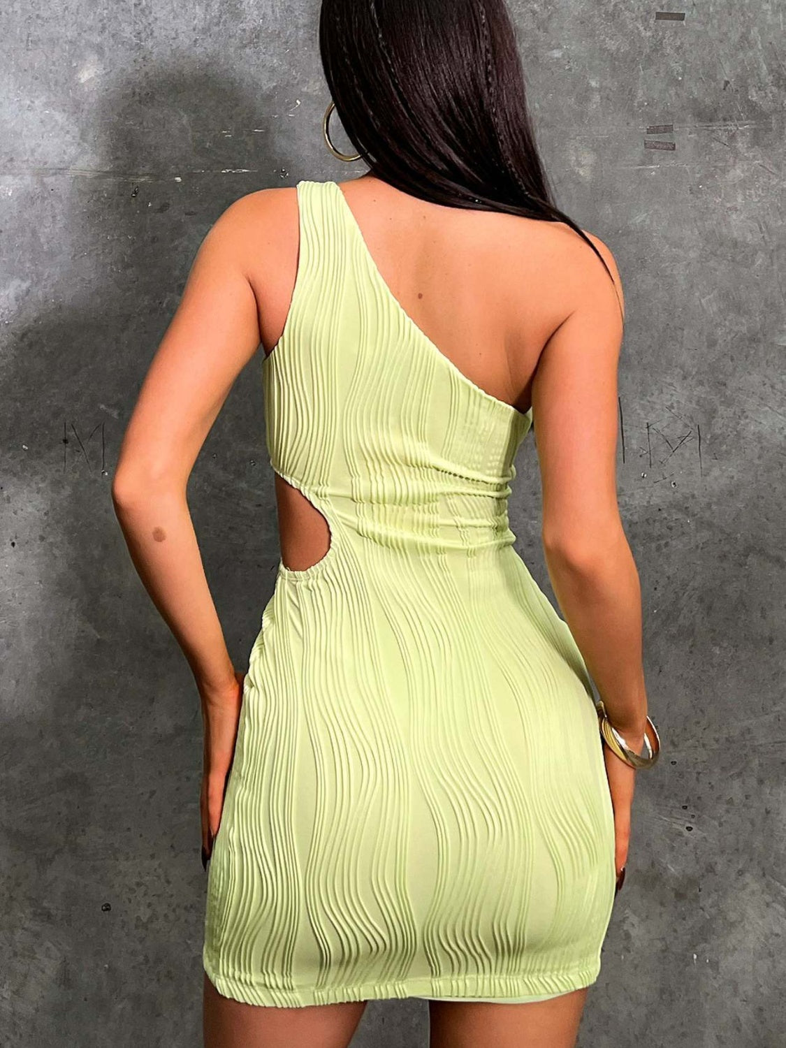 One Shoulder Cutout Mini Dress - Multiple Colors