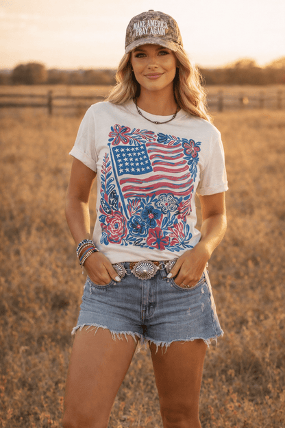 American Freedom Flowers Graphic Tee