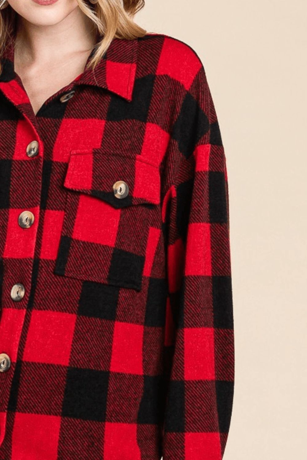 Super Lady Plaid Button Down Long Sleeve Shirt