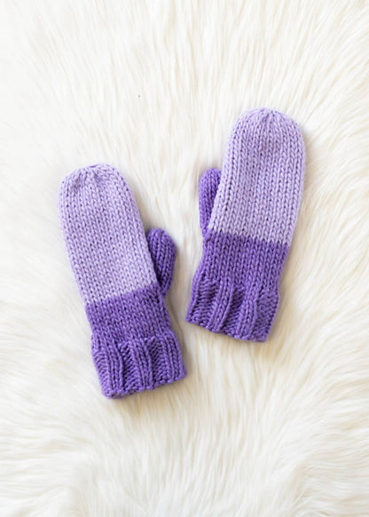 Lavender & Purple Color Block Knit Mittens