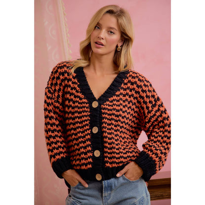 BiBi Halloween Chunky Knit Button Front Cardigan