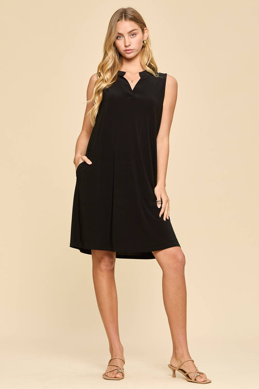 Sleeveless Mandarin Collar Lizzy Full Size Dress