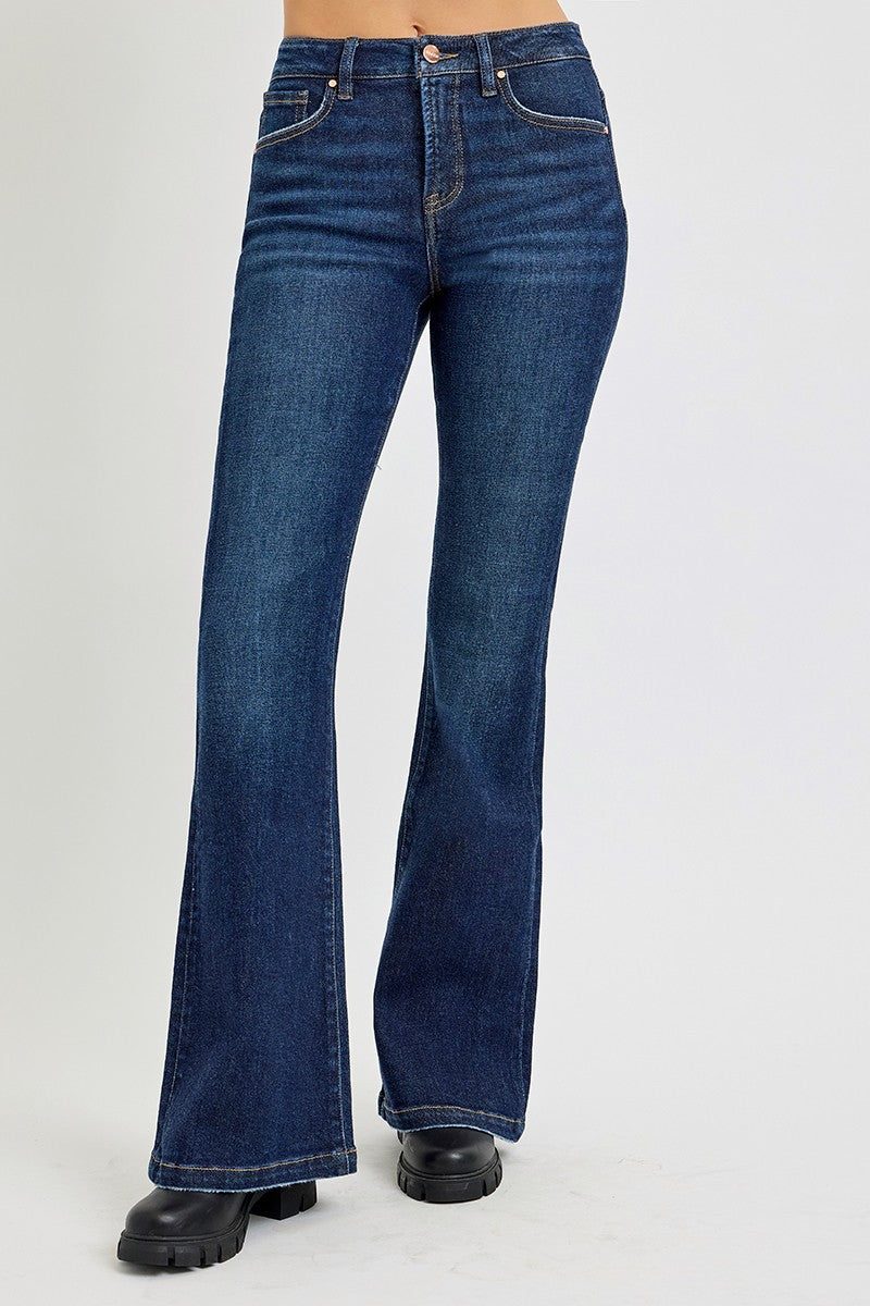 RISEN Full Size High Rise Flare Jeans with Pockets