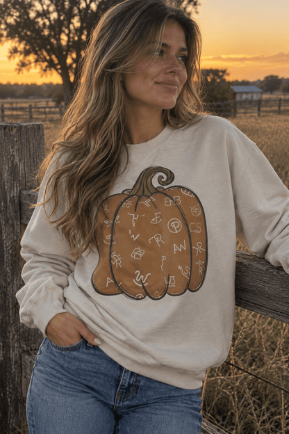 Cattle Brand Pumpkin Graphic Sweatshirt