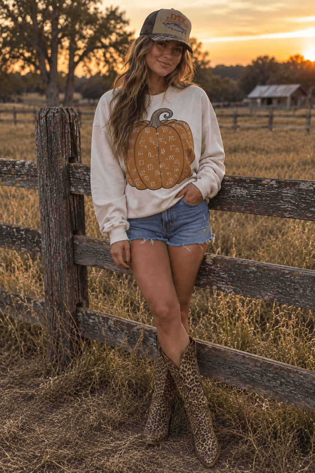 Cattle Brand Pumpkin Graphic Sweatshirt