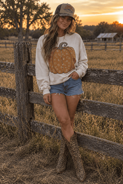 Cattle Brand Pumpkin Graphic Sweatshirt