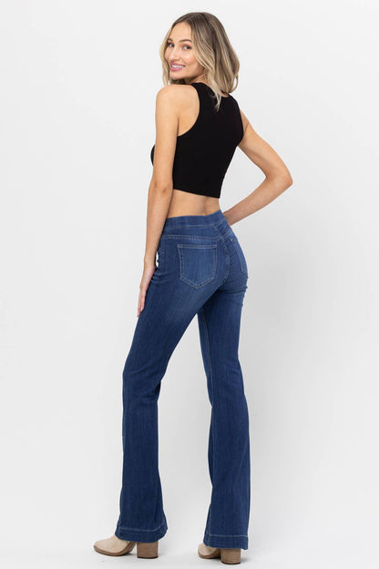 Jocelyn Full Size Dark Denim Pull On Flare