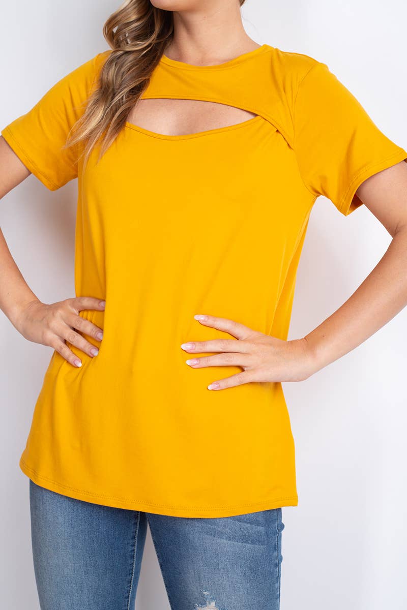 Cutout Open Front Top in Mustard
