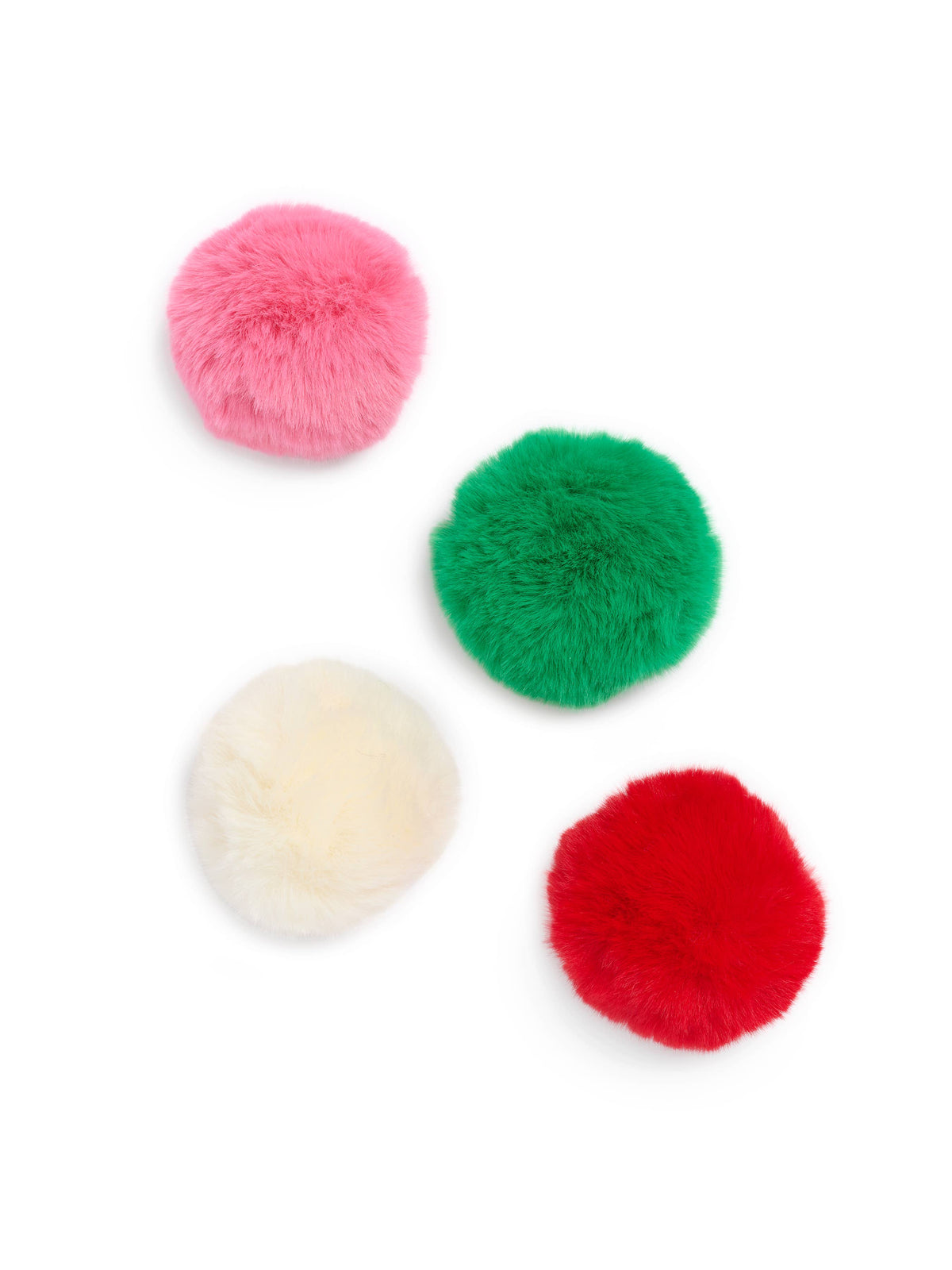 ASST/4 FAUX FUR POM ORNAMENTS,MULTI