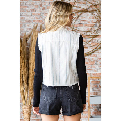 Rhinestone Color Black Wash Denim Vest