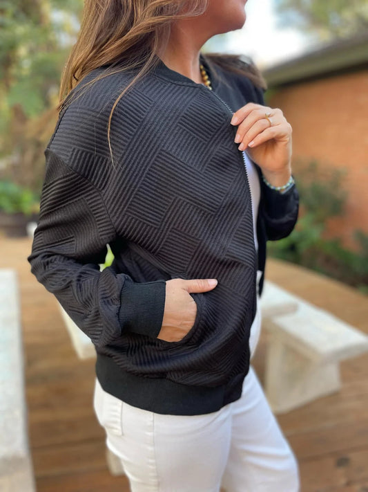 ONE ELEVEN NORTH Textured Bomber Style Jacket