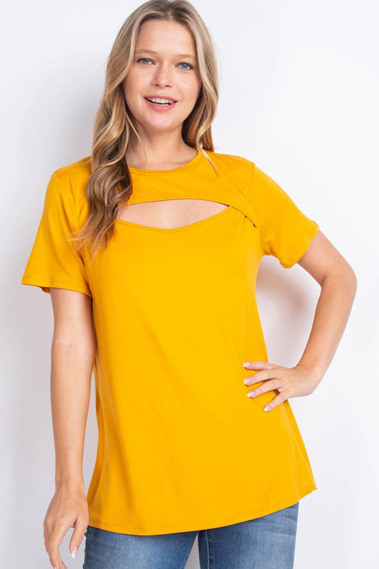 Cutout Open Front Top in Mustard