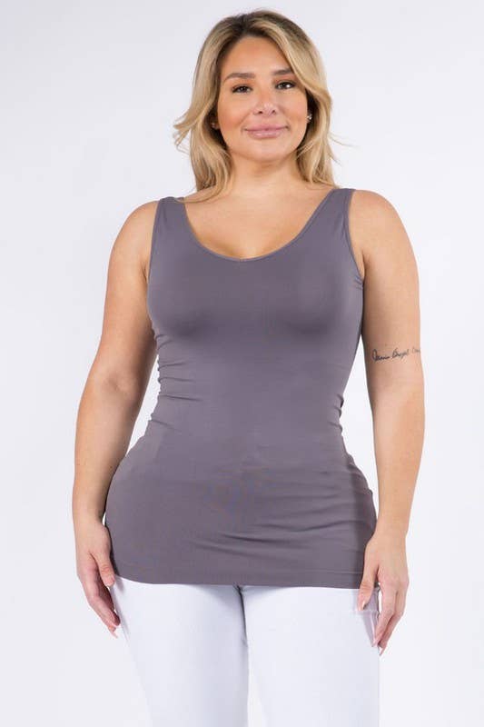 Reversible V or U Neckline Seamless Tank Plus Size