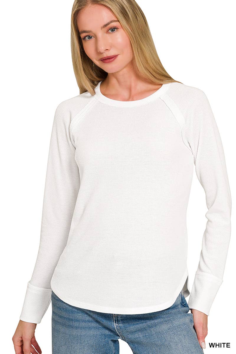 `Baby Waffle Long Sleeve Top Zenana