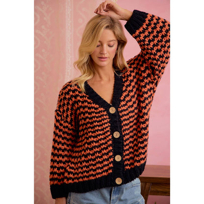 BiBi Halloween Chunky Knit Button Front Cardigan