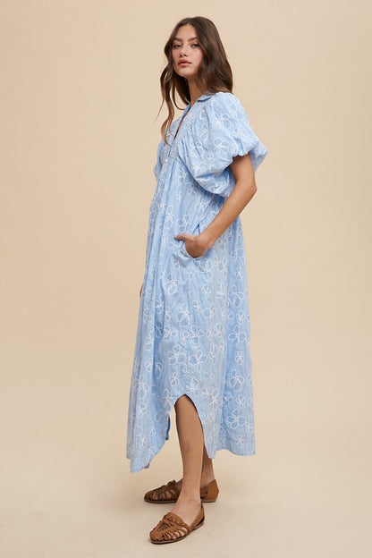 Annie Wear Floral Smock Detail Puff Sleeve Dress