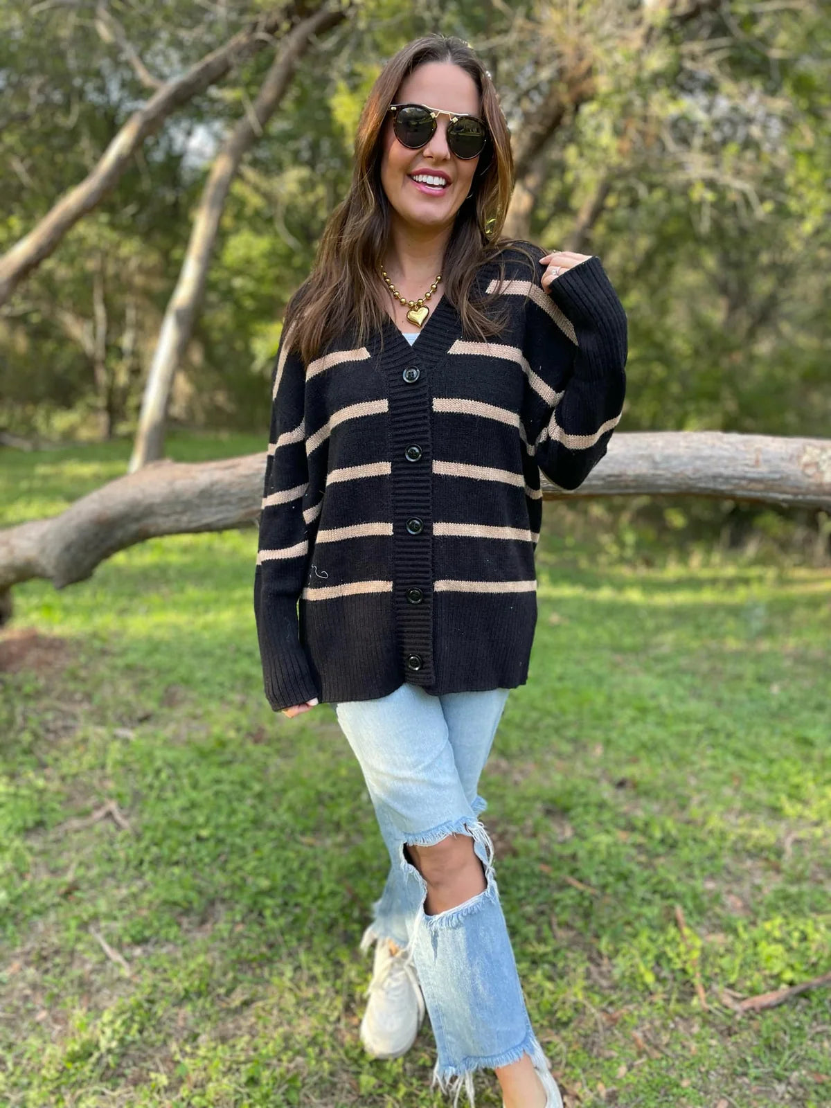 ONE ELEVEN NORTH Striped Cardigan