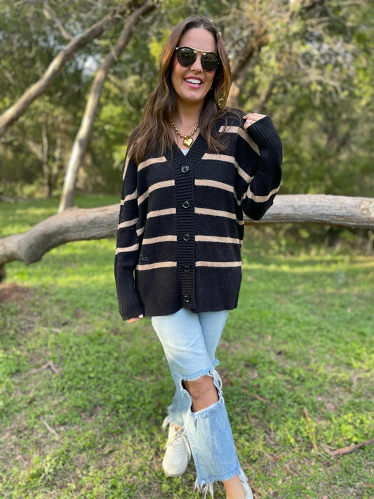 ONE ELEVEN NORTH Striped Cardigan