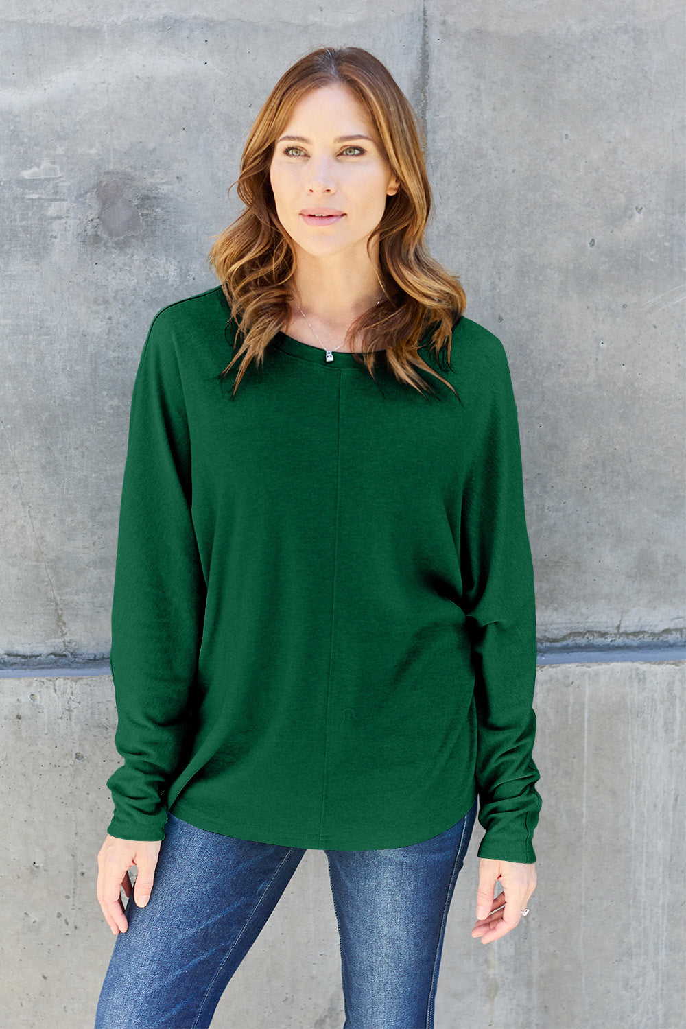 Double Take Full Size Round Neck Long Sleeve T-Shirt - Multiple Colors
