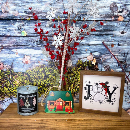 Merry Christmas Soy Wax Candle - Rustic Tin Holiday Candles - Christmas Tree Farm Scent