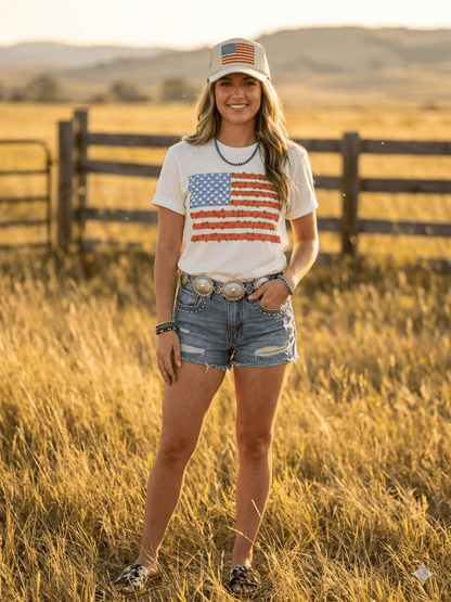 Floral American Flag Graphic Tee