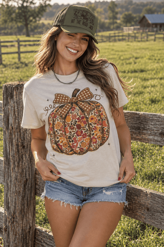 Floral Bow Pumpkin Graphic Tee
