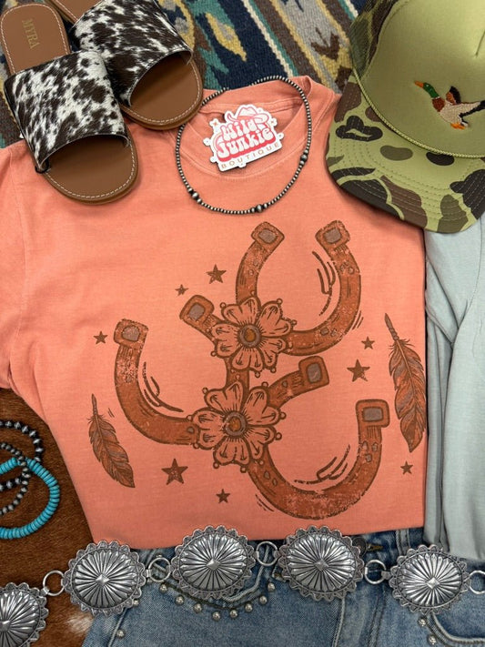 Floral Horseshoe Graphic Tee - Terracotta