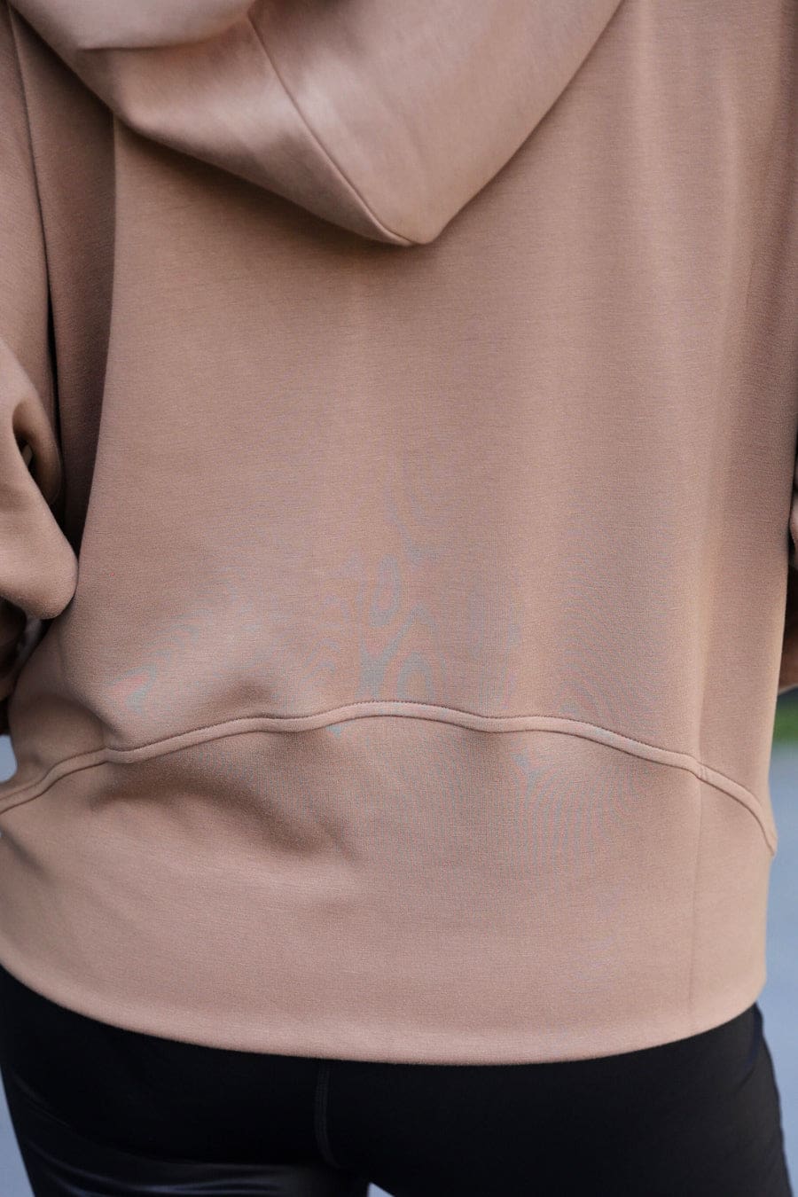 Kayla Luxe Hooded Quarter Zip Pullover- Mocha